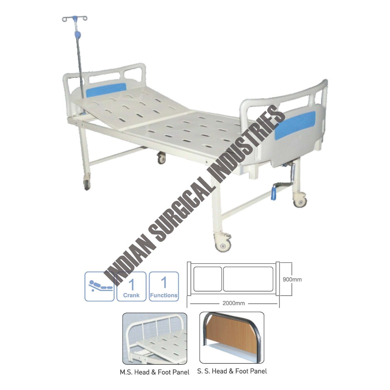Hospital Bed Semi Fowler With ABS Panel And Wheels